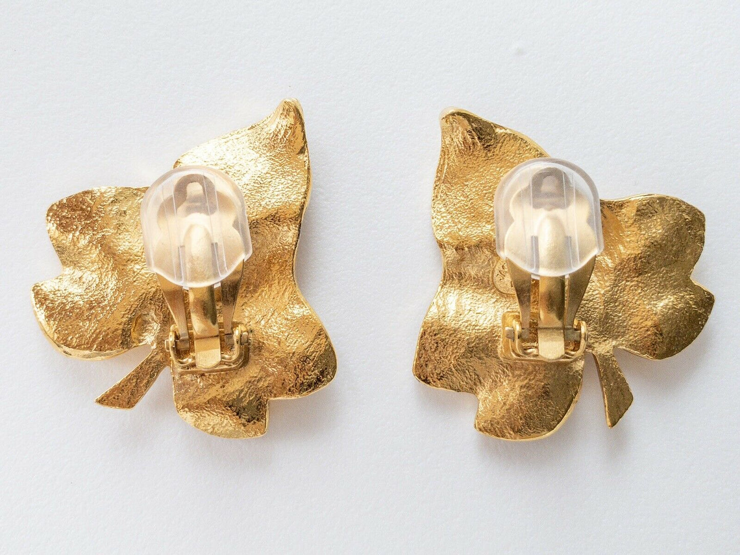 【SOLD OUT】Jacques Fath Gold Tone Leaf Earrings Made in France Vintage
