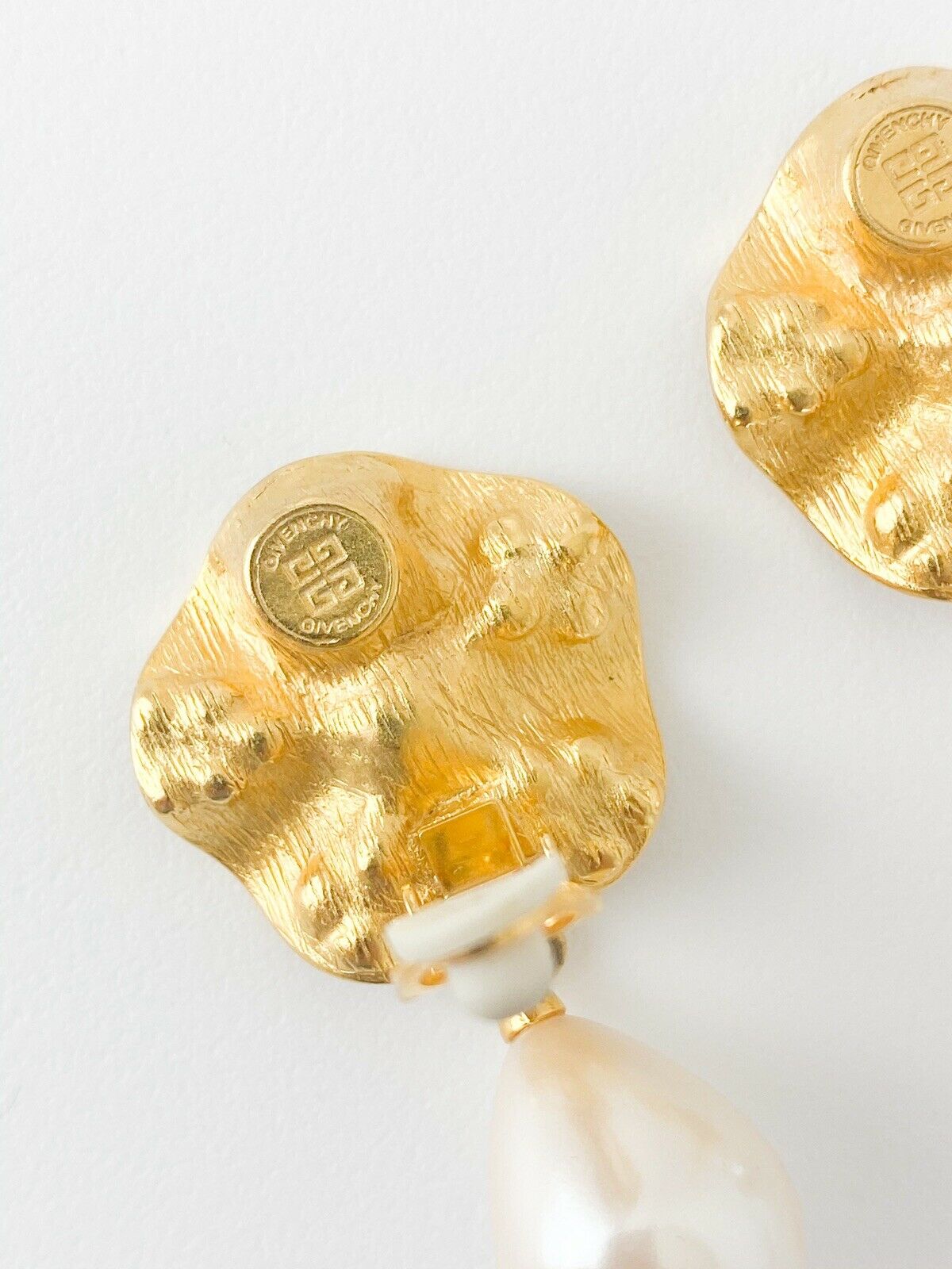 【SOLD OUT】Givenchy Gold Tone Vintage Dangle Earrings Faux Pearls Rhinestones