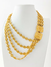 Vintage Multi-Strands Chain Necklace Gold Tone Gorgeous