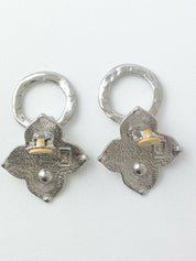 【SOLD OUT】YSL Yves Saint Laurent Vintage Silver Tone Earrings Clover Hoop