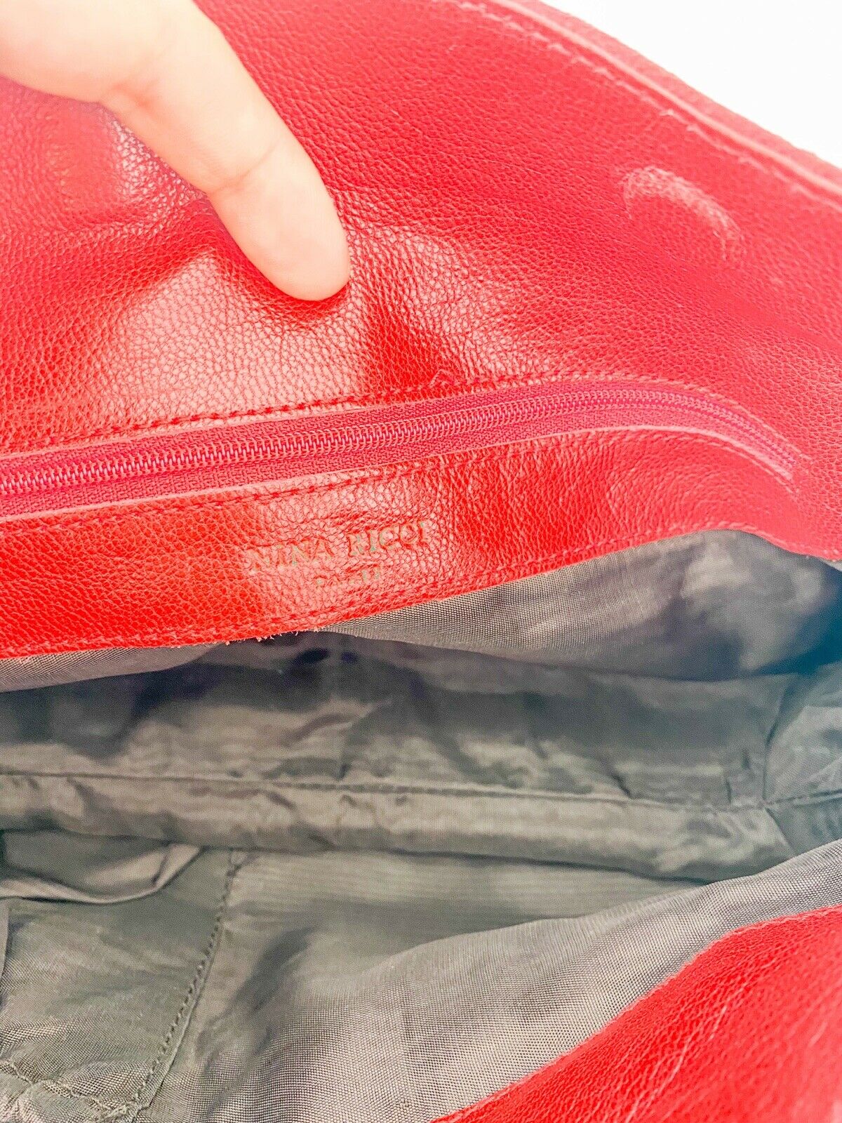 【SOLD OUT】NINA RICCI Red Suede Leather Shoulder Bag Handbag Made in Italy