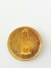 YSL Yves Saint Laurent Vintage Gold Tone Medal Earrings Logo Music Note