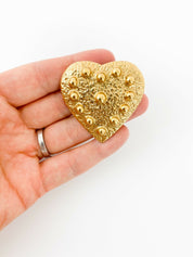 YSL Yves Saint Laurent Vintage Gold Tone Heart Pendant Brooch Pin