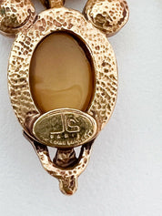 JEAN LOUIS SCHERRER Vintage Gold Tone Dangle Earrings Cabochon