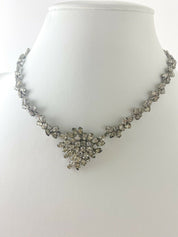 Christian Dior Germany Vintage Choker Necklace Silver Tone Crystal Rhinestone