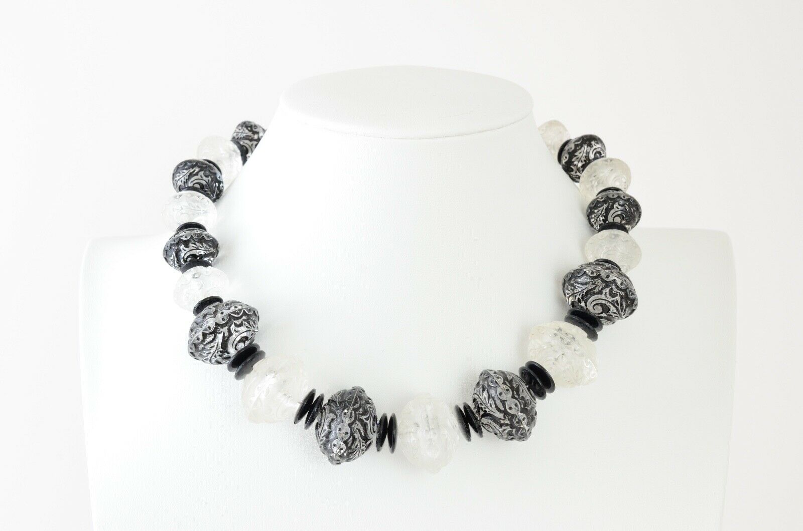 Jean Louis Scherrer Paris Elegant Necklace Clear And Black Vintage