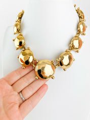 YSL Yves Saint Laurent Vintage Necklace Gold Tone Round Charm Made in France