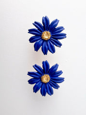 【SOLD OUT】KENZO Paris Vintage Gold tone Flower Floral Earrings Blue Beautiful