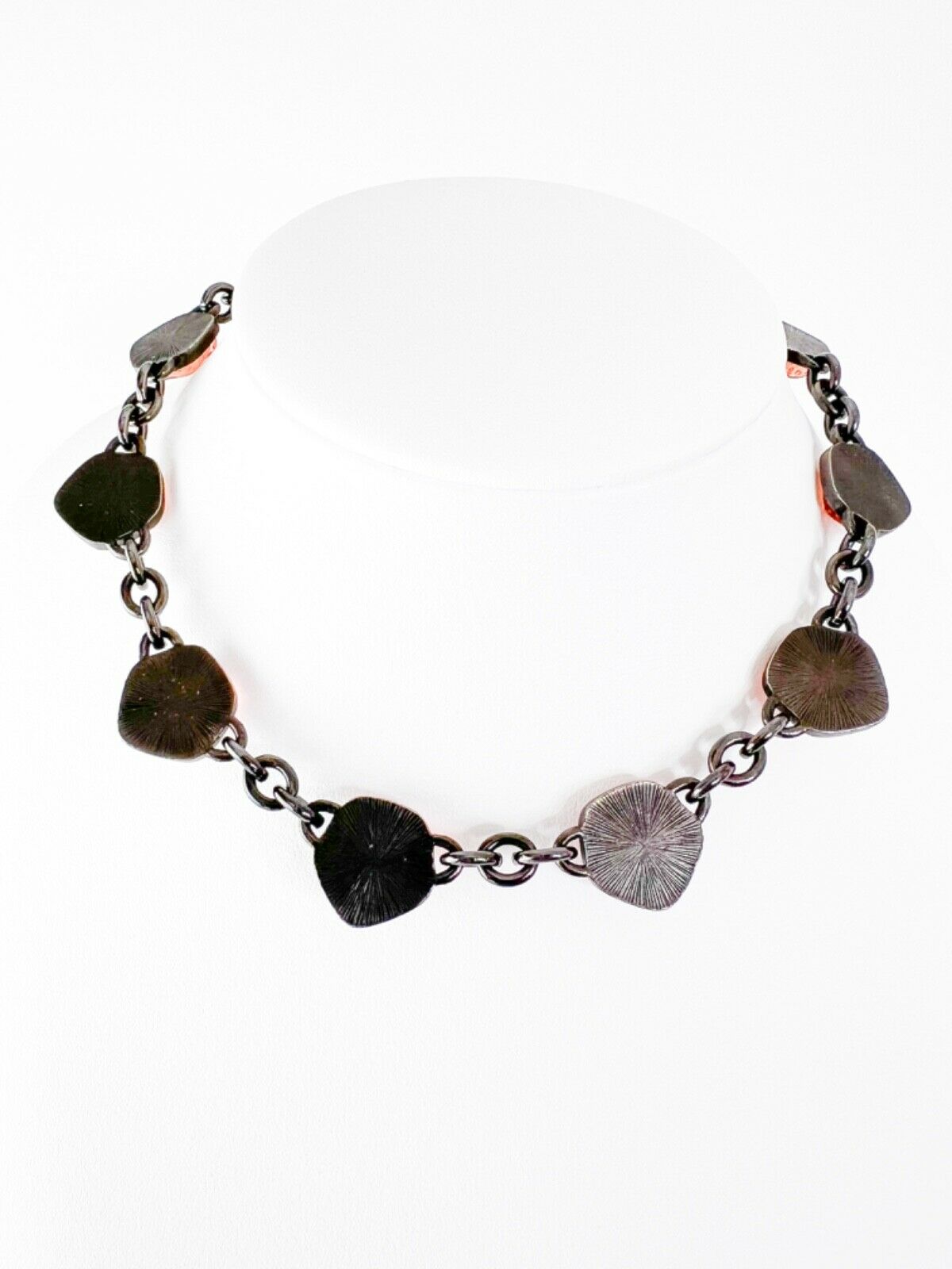 YSL Yves Saint Laurent Vintage Choker Necklace Pink Poured Resin Cabochon
