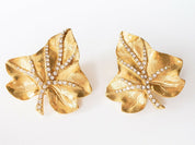 【SOLD OUT】Jacques Fath Gold Tone Leaf Earrings Made in France Vintage