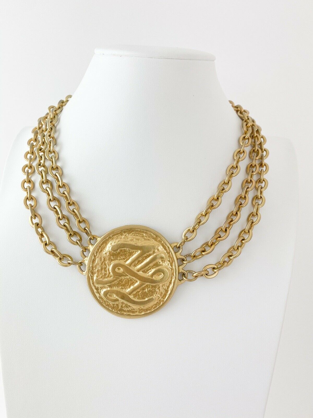 【SOLD OUT】Karl Lagerfeld Vintage Gold Tone 3 Row Chain Necklace Extra Large