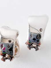 【SOLD OUT】Chanel Vintage Sterling Silver 925 Clip-On Hoop Earrings Chanel Signature