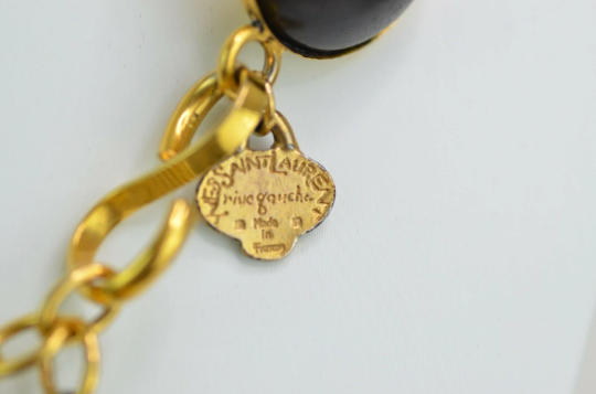 YSL Yves Saint Laurent Rive Gauche Vintage Massive Charm Necklace Made in France