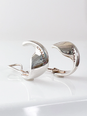 【SOLD OUT】Chanel Vintage Sterling Silver 925 Clip-On Hoop Earrings Chanel Signature
