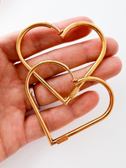 Moschino Vintage Gold Tone Heart Hoop Earrings Openwork Large