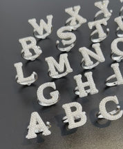 Alphabet Ring Initial  Q Swarovski Crystals Free Size Sterling Silver 925 Rhodium Plated