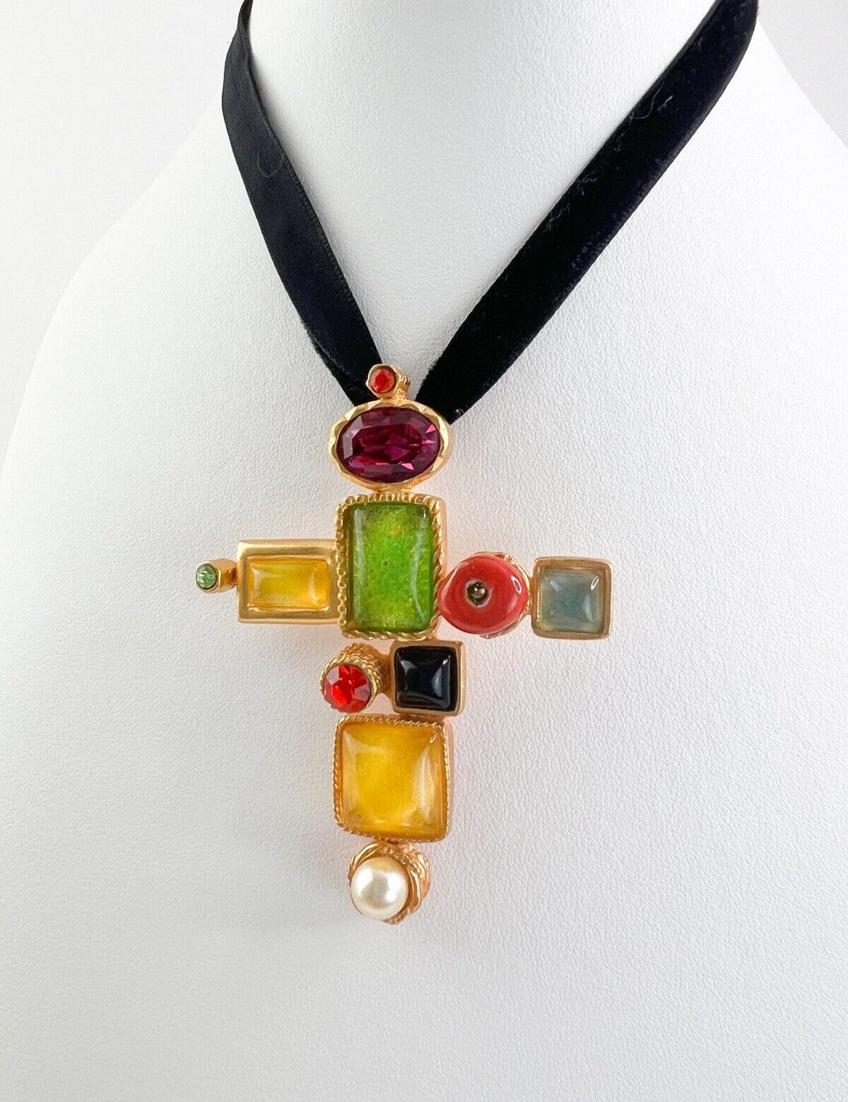 Christian Lacroix Vintage Necklace Choker Cross Gold