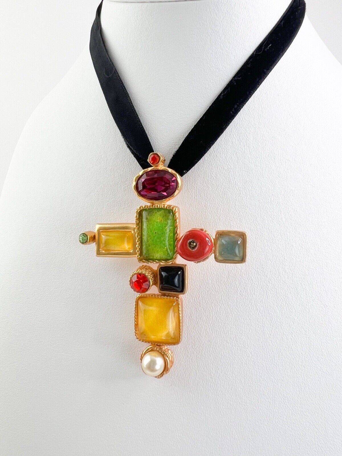 Christian Lacroix Vintage Necklace Choker Cross Gold