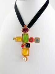 Christian Lacroix Vintage Necklace Choker Cross Gold
