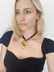 Christian Lacroix Vintage Necklace Choker Cross Gold