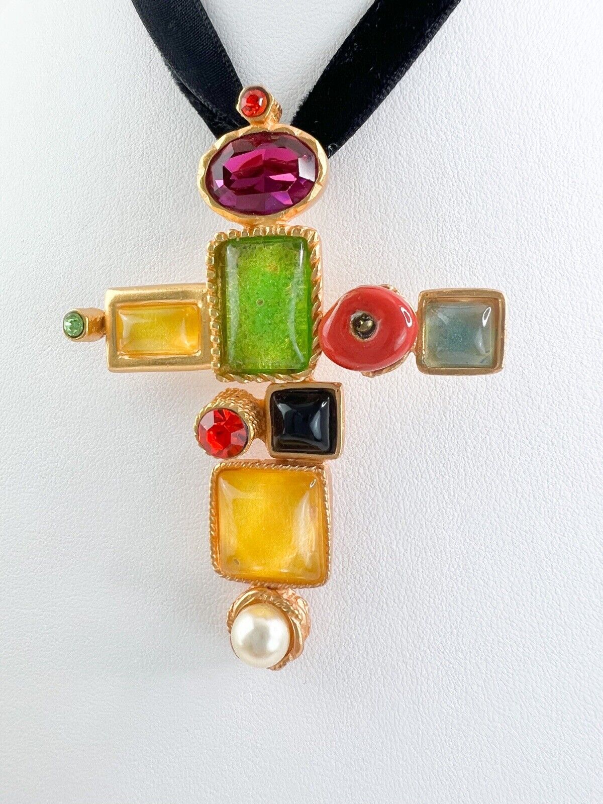 Christian Lacroix Vintage Necklace Choker Cross Gold