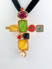 Christian Lacroix Vintage Necklace Choker Cross Gold