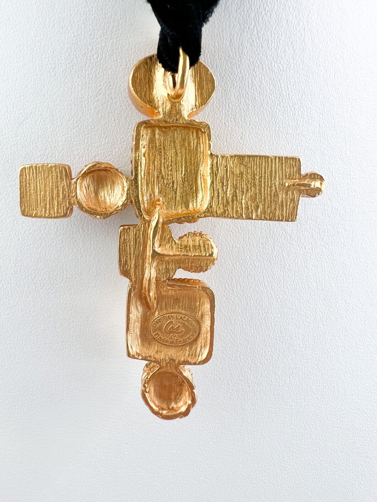 Christian Lacroix Vintage Necklace Choker Cross Gold
