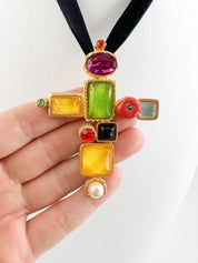 Christian Lacroix Vintage Necklace Choker Cross Gold