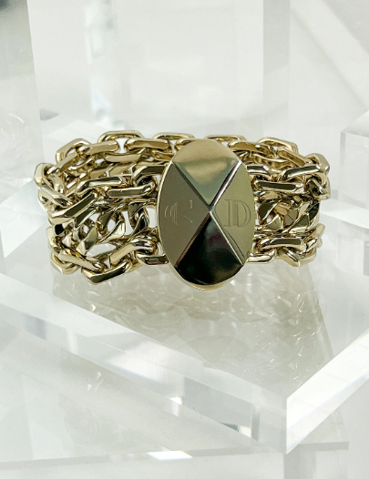 Vintage Christian Dior Bracelet, Gold Tone Bracelet, Chain Bracelet, Charm Bracelet, CD Logo Bracelet, Vintage Rhinestone, Vintage Bracelet
