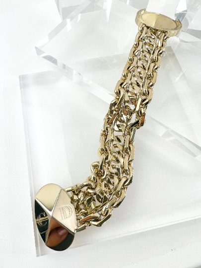 Vintage Christian Dior Bracelet, Gold Tone Bracelet, Chain Bracelet, Charm Bracelet, CD Logo Bracelet, Vintage Rhinestone, Vintage Bracelet
