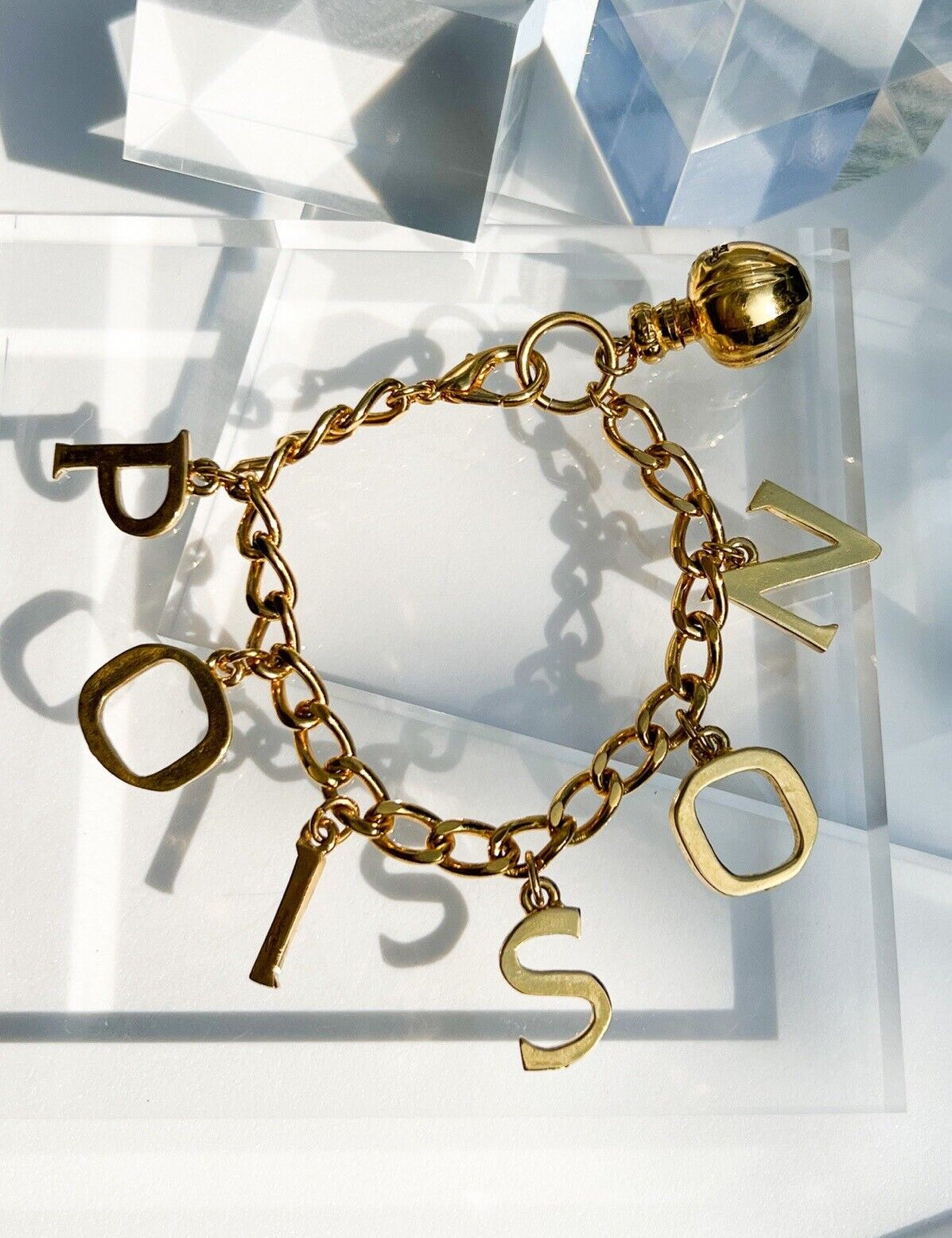 Christian Dior Germany Vintage Charm Bracelet  Gold Poison Perfume