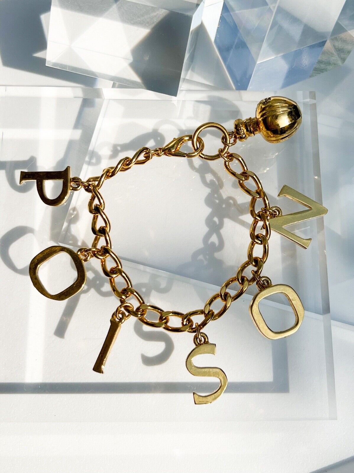 Christian Dior Germany Vintage Charm Bracelet  Gold Poison Perfume