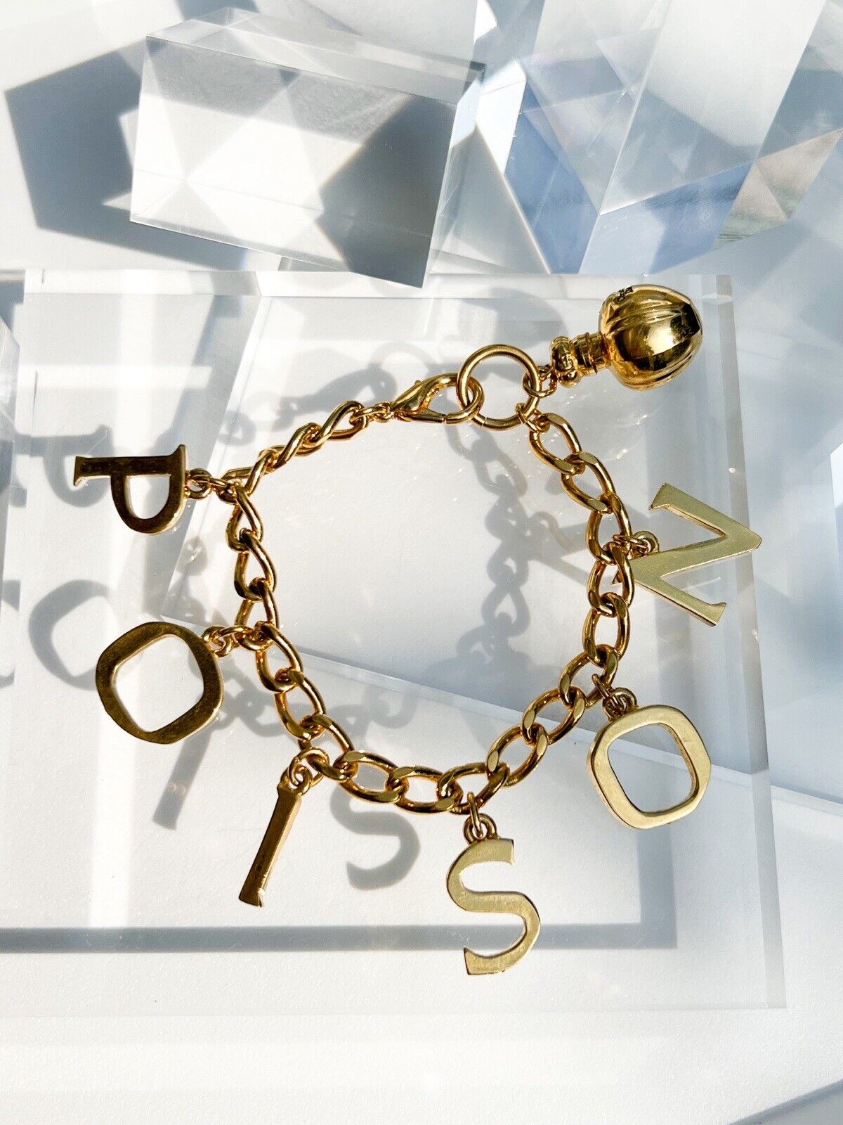 Christian Dior Germany Vintage Charm Bracelet  Gold Poison Perfume
