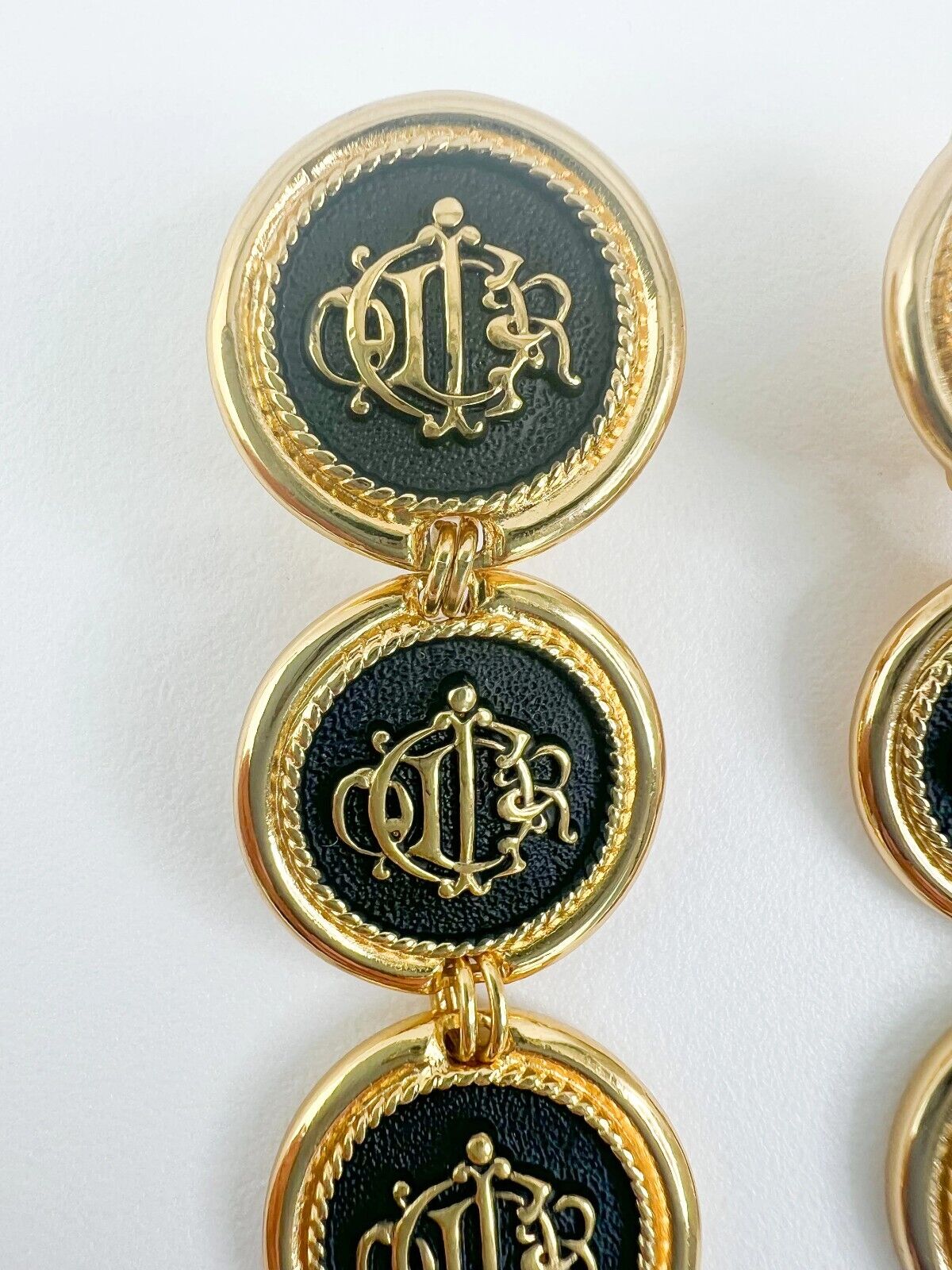 Vintage Christian Dior Earrings, Dior monogram logo Earrings, Earrings Dangle Gold, Dior Coin Drop Earrings, Earrings large gold