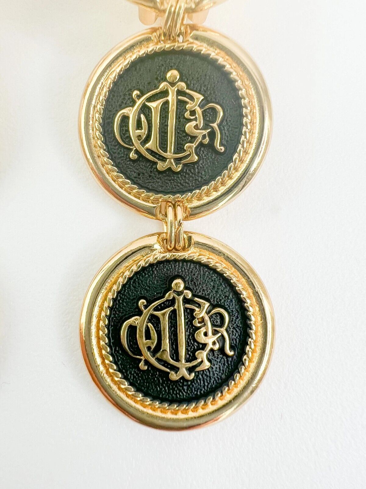 Vintage Christian Dior Earrings, Dior monogram logo Earrings, Earrings Dangle Gold, Dior Coin Drop Earrings, Earrings large gold
