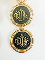 Vintage Christian Dior Earrings, Dior monogram logo Earrings, Earrings Dangle Gold, Dior Coin Drop Earrings, Earrings large gold