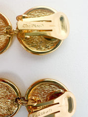 【SOLD OUT】Christian Dior Vintage Monogram Logo Dangle Drop Earrings Black