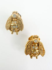 Vintage Iconic Christian Dior Bee Earrings, Gold Tone Earrings, Stud Earrings, Vintage Earrings, Vintage Rhinestone, Jewelry for women