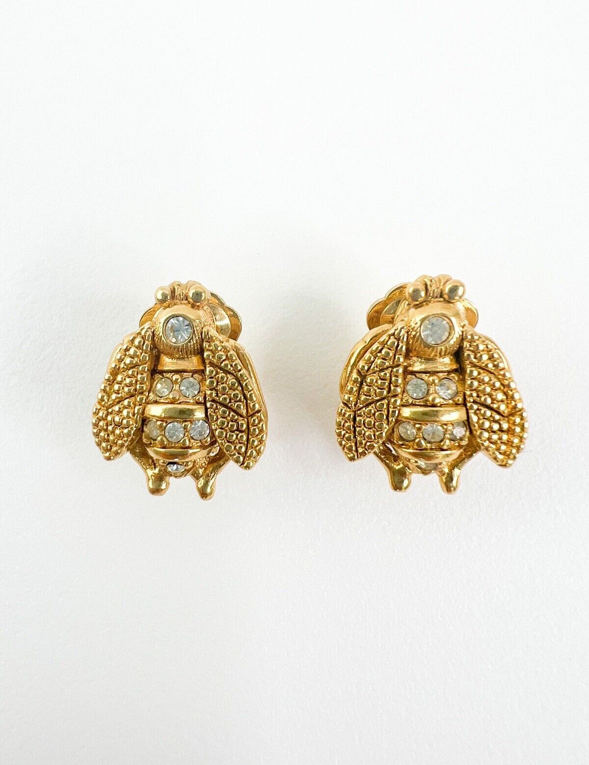 Vintage Iconic Christian Dior Bee Earrings, Gold Tone Earrings, Stud Earrings, Vintage Earrings, Vintage Rhinestone, Jewelry for women