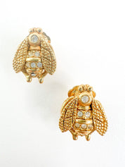 Vintage Iconic Christian Dior Bee Earrings, Gold Tone Earrings, Stud Earrings, Vintage Earrings, Vintage Rhinestone, Jewelry for women