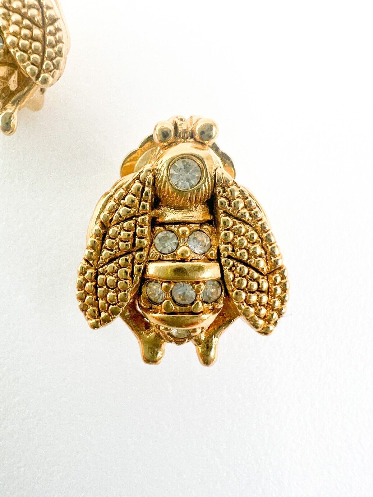Vintage Iconic Christian Dior Bee Earrings, Gold Tone Earrings, Stud Earrings, Vintage Earrings, Vintage Rhinestone, Jewelry for women