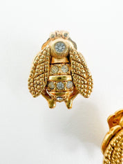 Vintage Iconic Christian Dior Bee Earrings, Gold Tone Earrings, Stud Earrings, Vintage Earrings, Vintage Rhinestone, Jewelry for women