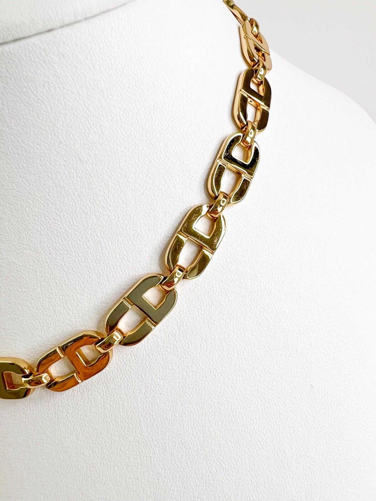 Christian Dior Vintage Chain Necklace, Gold Choker Necklace, CD Logo