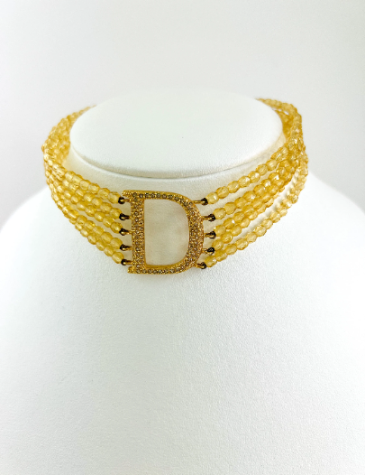 Vintage Christian Dior Necklace, Multi-Strand Necklace, Beaded Necklace, Gold Tone Necklace, beads Necklace, Choker Necklace, Gift for Her