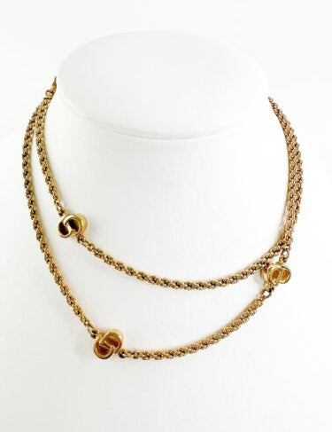 Vintage Christian Dior Necklace, Vintage Chain Necklace, Gold Tone Necklace, Vintage CD Logo Necklace, Jewelry for Women, Gift for her