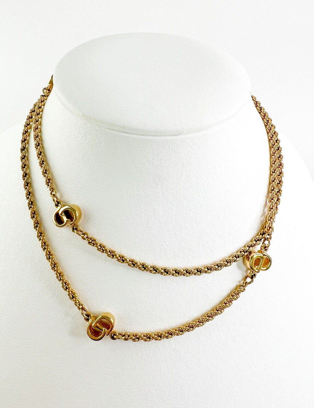 Vintage Christian Dior Necklace, Vintage Chain Necklace, Gold Tone Necklace, Vintage CD Logo Necklace, Jewelry for Women, Gift for her