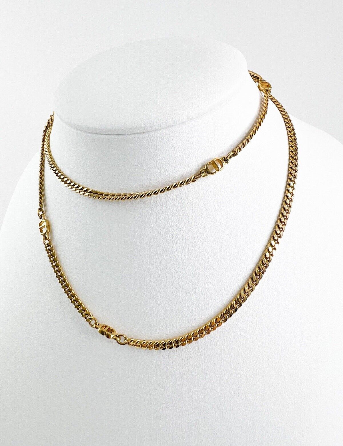 Christian Dior Vintage Necklace Gold, CD logo charm