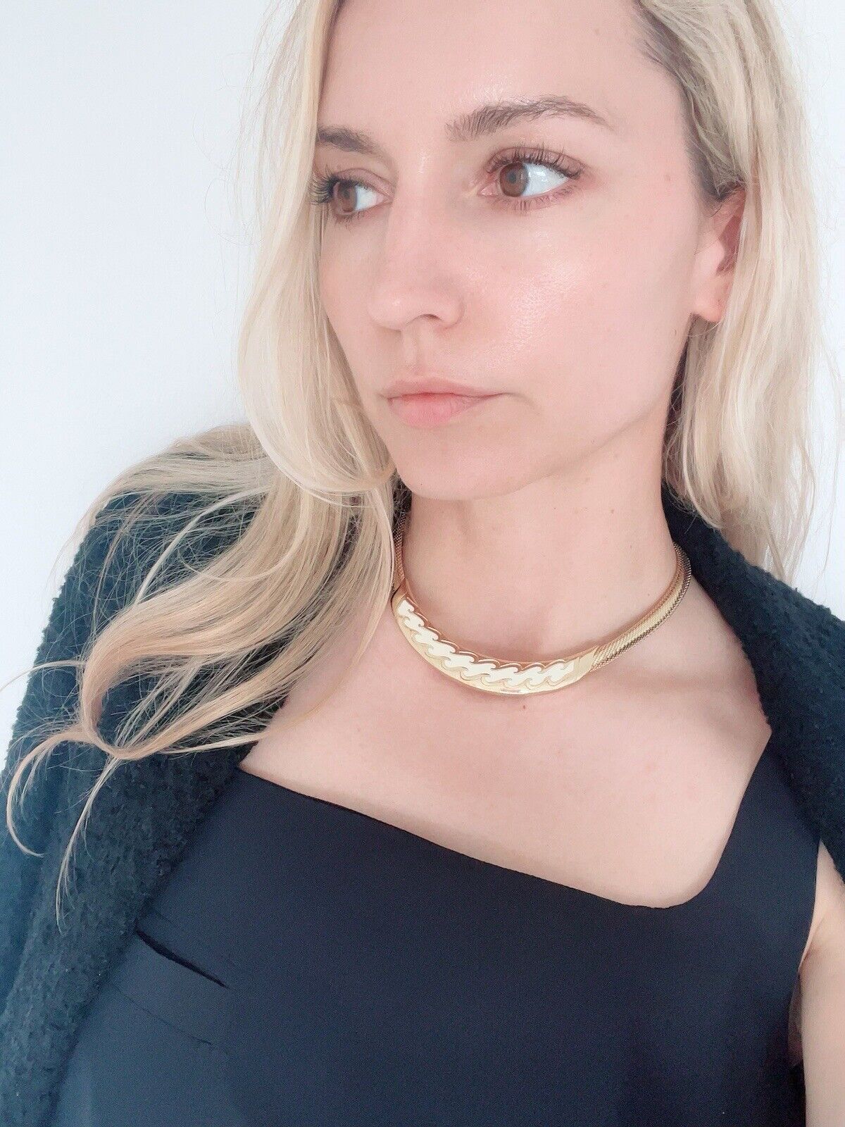 Vintage Christian Dior Necklace, Choker Necklace Gold, Vintage enamel necklace, Bridal Necklace, Charm Necklace, Jewelry for Women