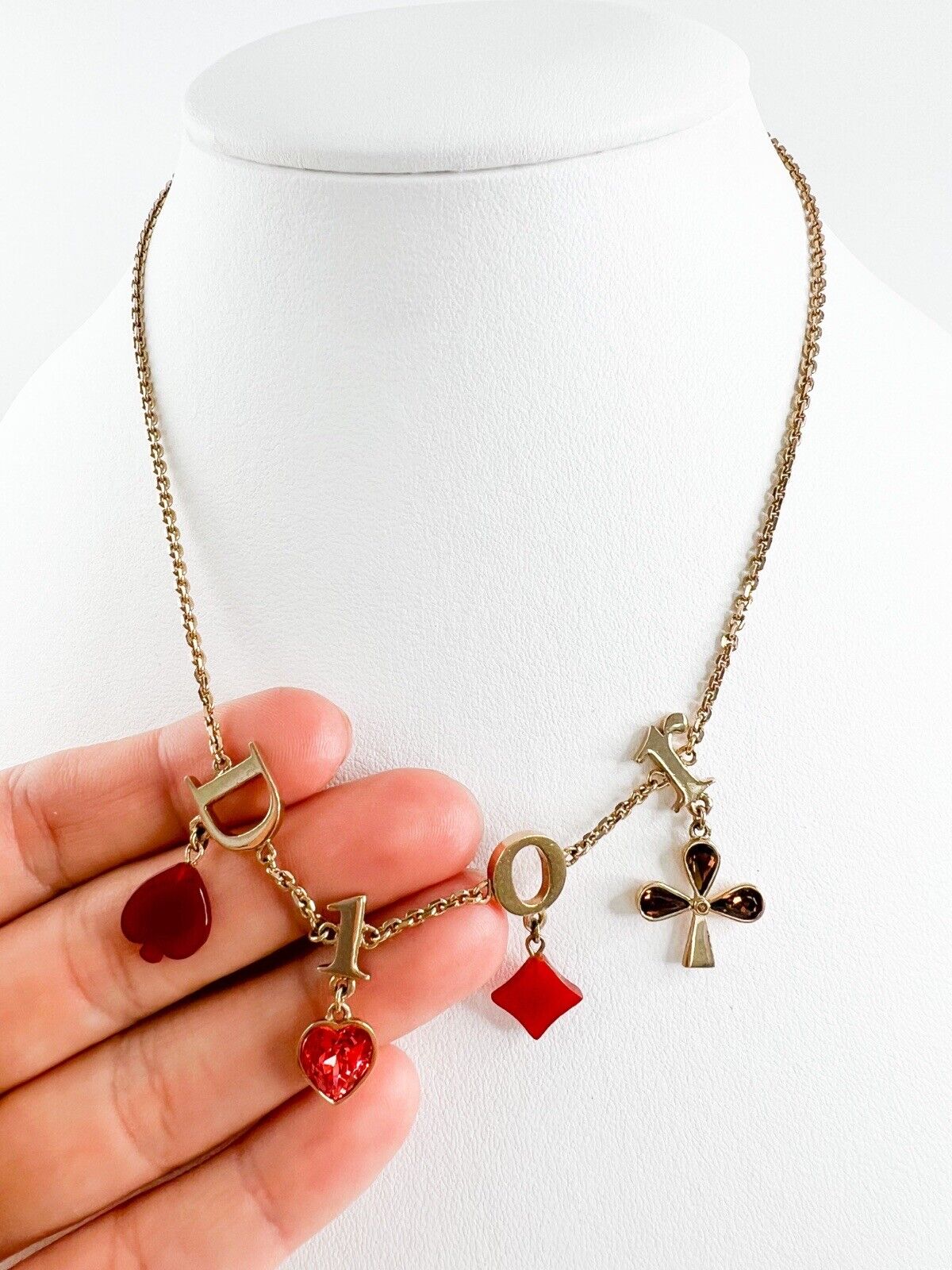Vintage Christian Dior Necklace, Choker Necklace, Gold Tone Necklace, CD Logo Rhinestone, Jewelry for Women, Gift for her, Personalized Gift