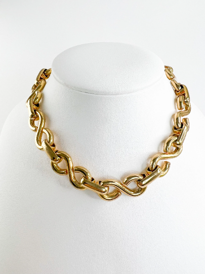 Vintage Christian Dior Necklace, Gold Tone Choker Necklace, Chain Necklace, Logo Necklace, Vintage Jewelry Gold, Christian Dior Germany 1972